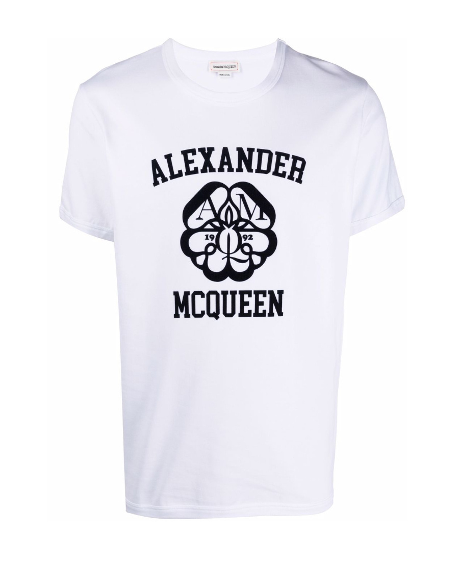 Alexander Mcqueen Flocked Cotton-jersey T-shirt In White