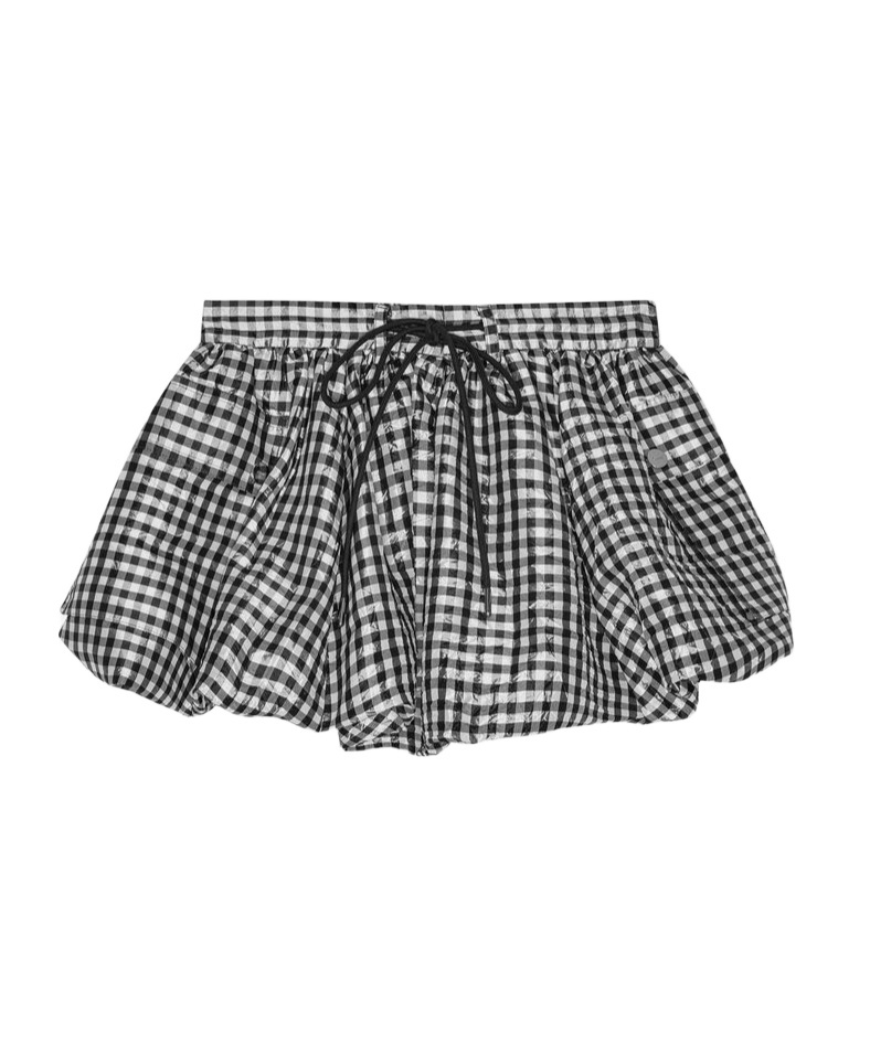 Ganni Vichy Pattern Balloon Miniskirt In Multi