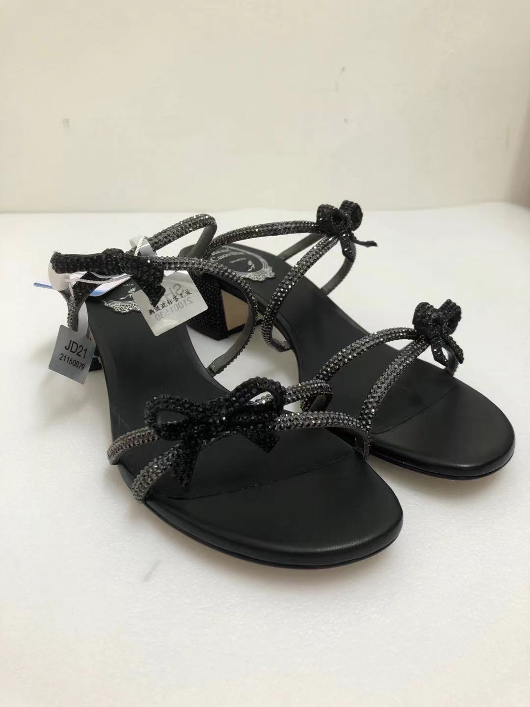 René Caovilla Water Drill Bow Sandals In Black