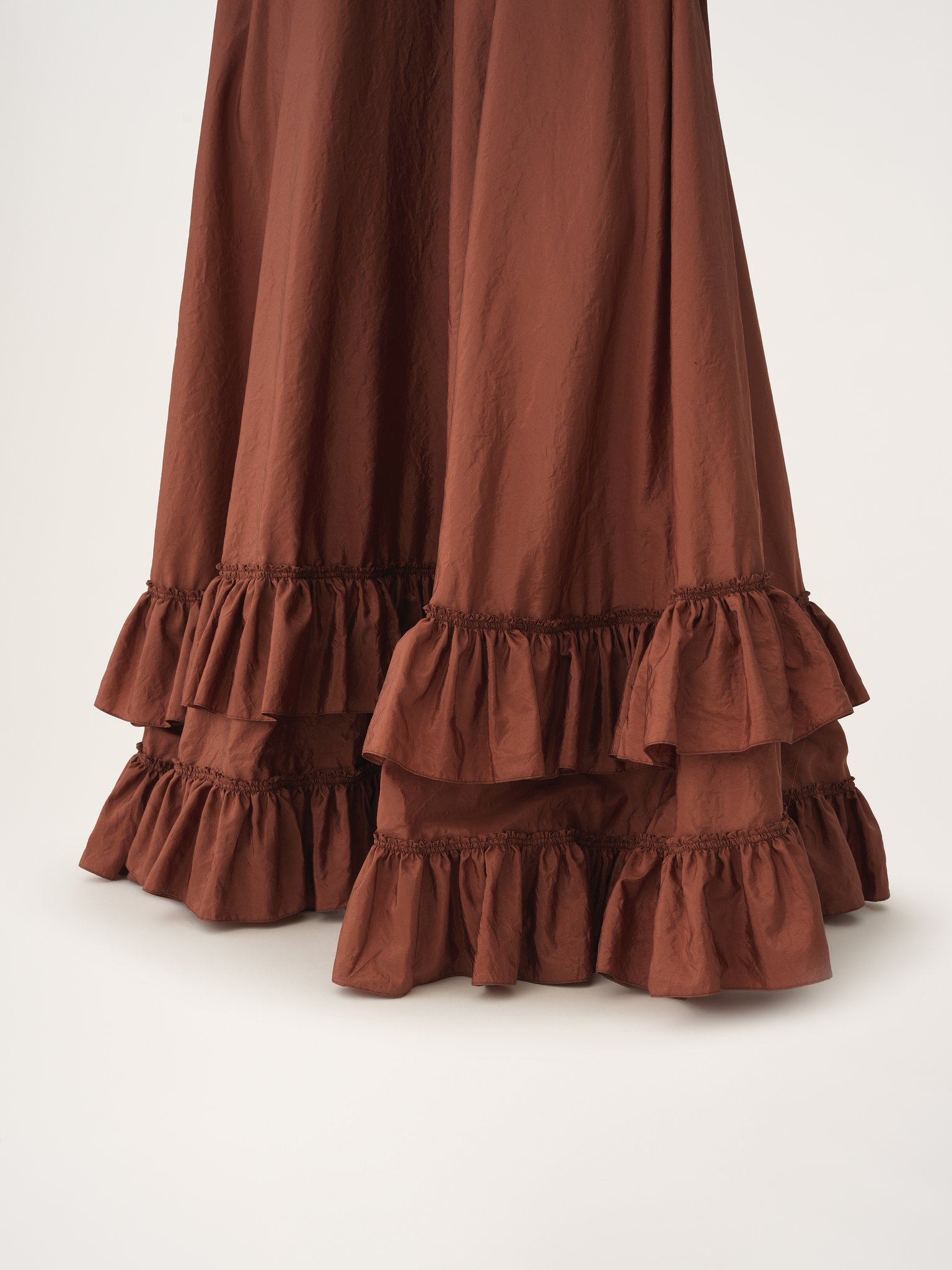 Chloé Ruffled Tiered Silk-taffeta Maxi Skirt In Brown