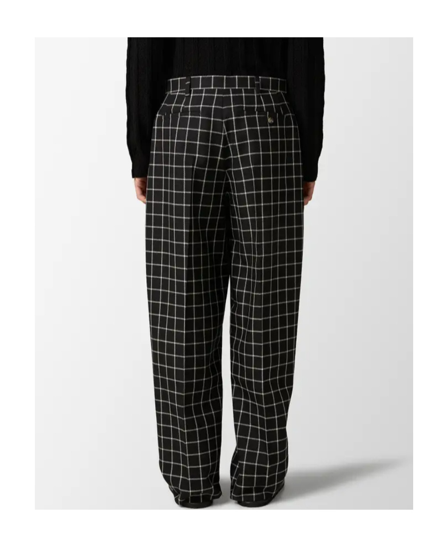 Shop Marni Checked Tapered Trousers In Black