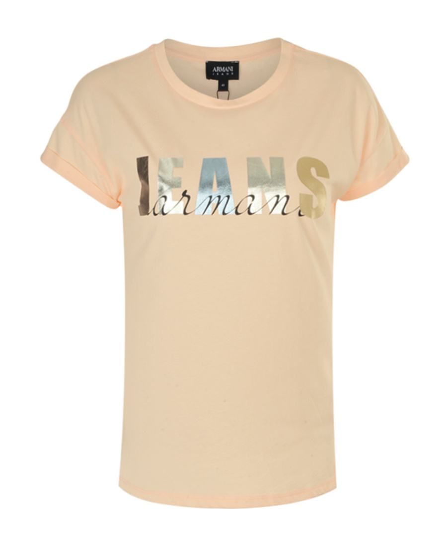 Shop Armani Jeans Logo Short-sleeved T-shirt In Nude