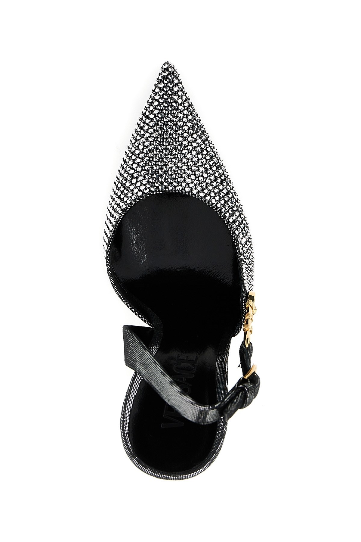 Versace Woman Pumps Silver Size 11 Soft Leather In Black