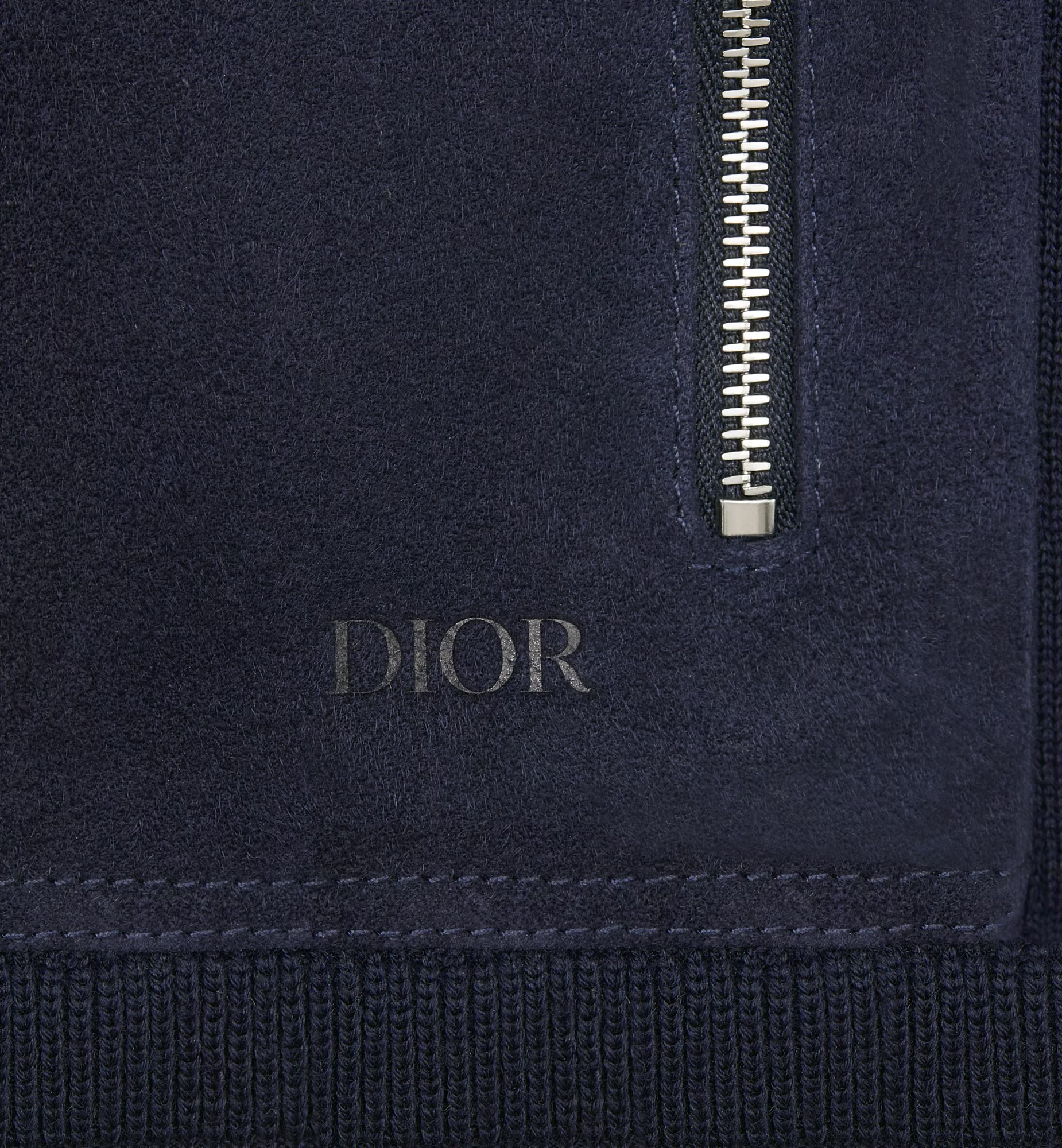 Dior Icons Zipper Hooded Wool Sweater In Blue