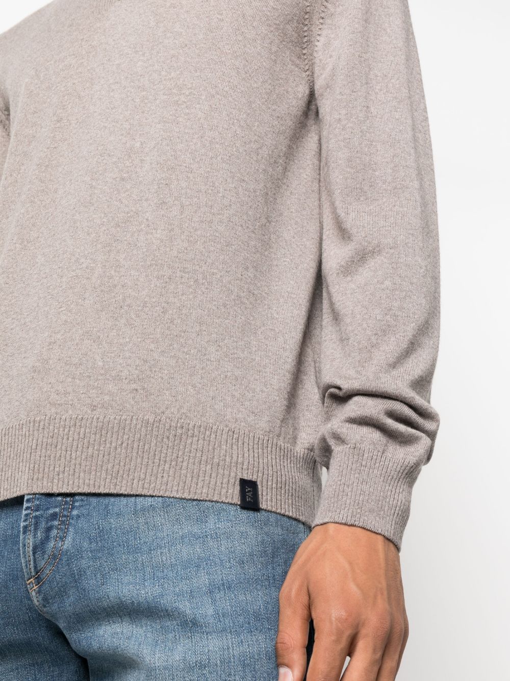 Fay V-neck Fine-knit Sweatshirt In Gray
