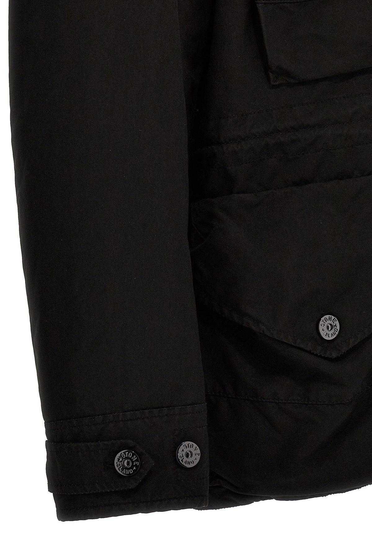 Stone Island Multi-pocket Parka Coat In Black