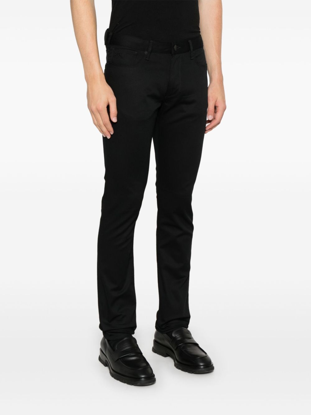 EMPORIO ARMANI LOGO-PLAQUE SLIM-FIT JEANS