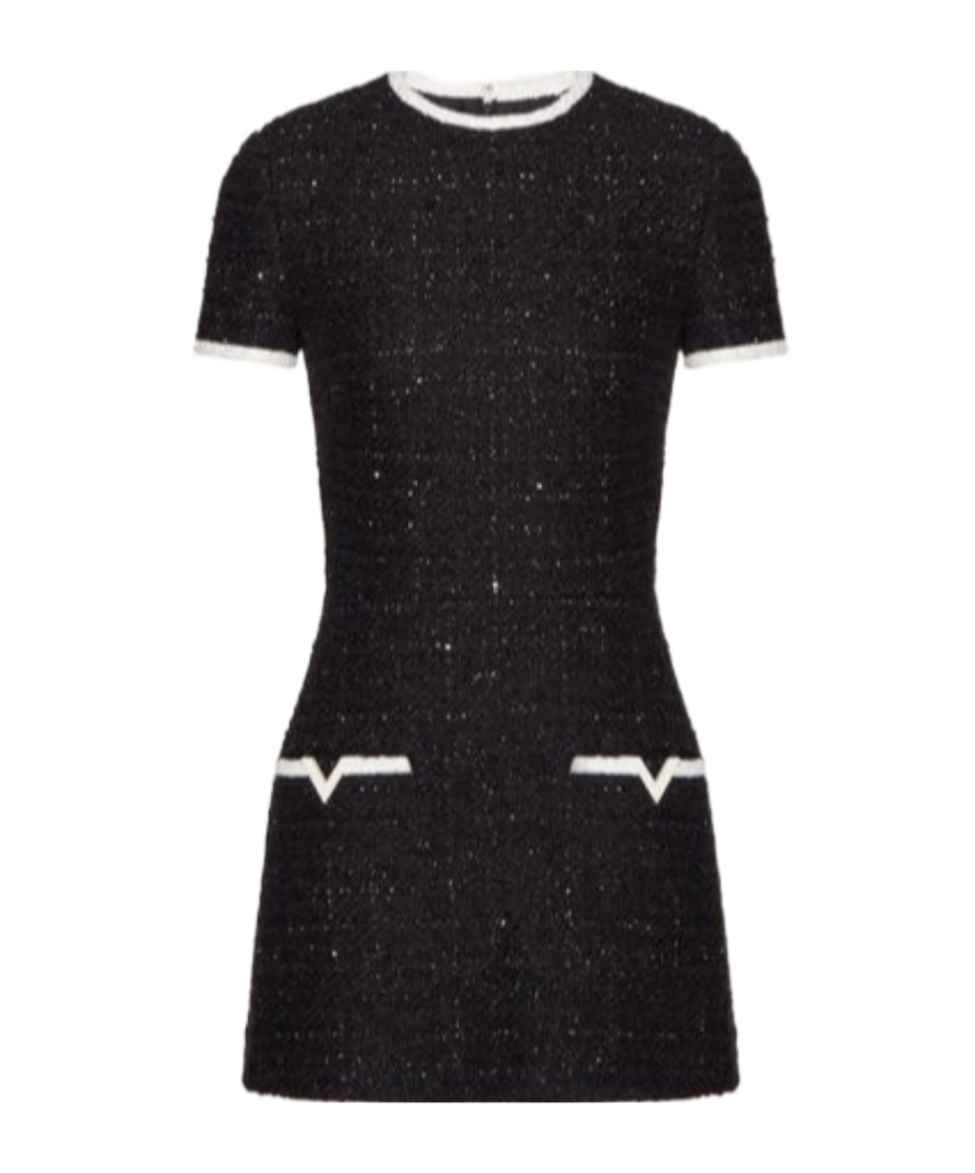 Valentino Lurex-detail Tweed Minidress In Black