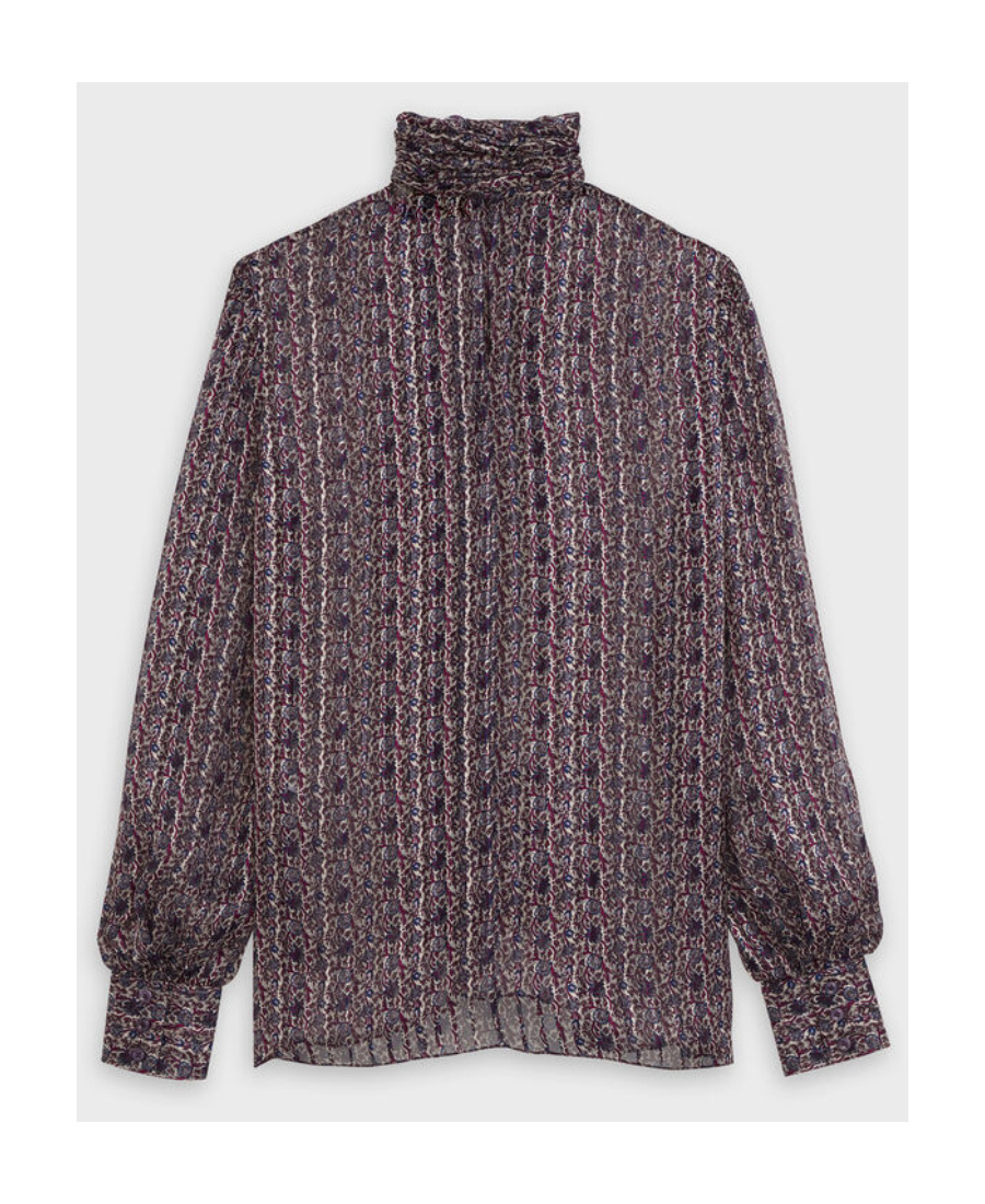 Celine Silk Printed Blouse In Blue