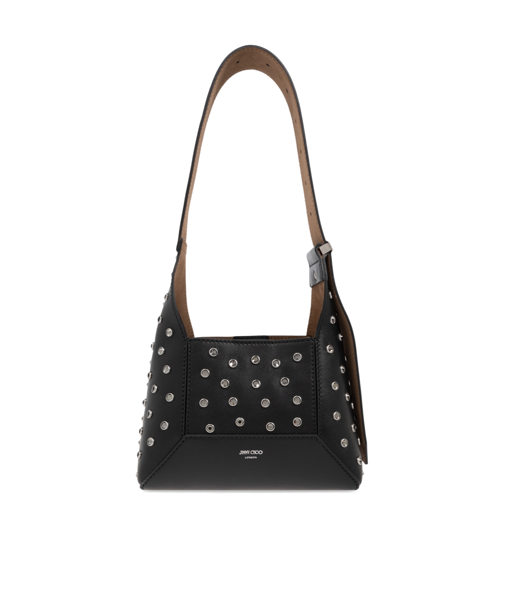 Jimmy Choo Diamond Hobo Embellished Leather Shoulder Bag In Black