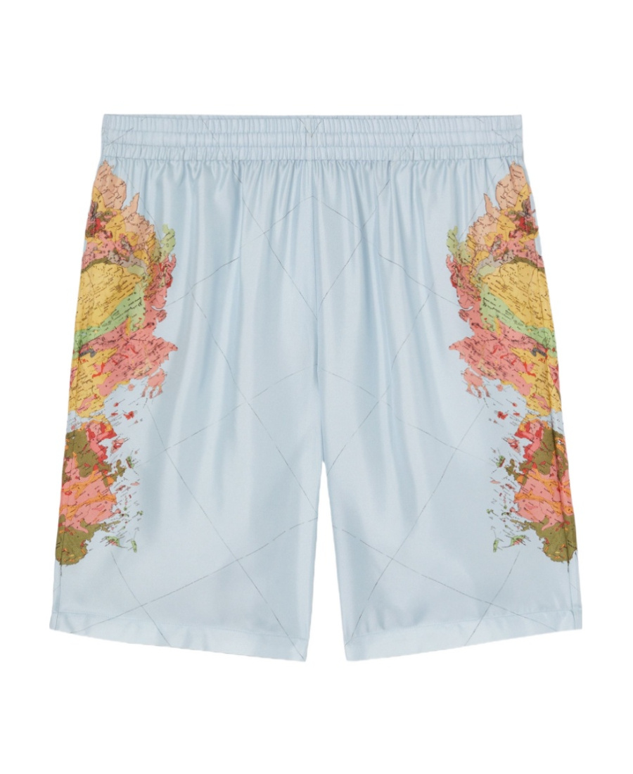 Burberry Map-print Silk Shorts In White