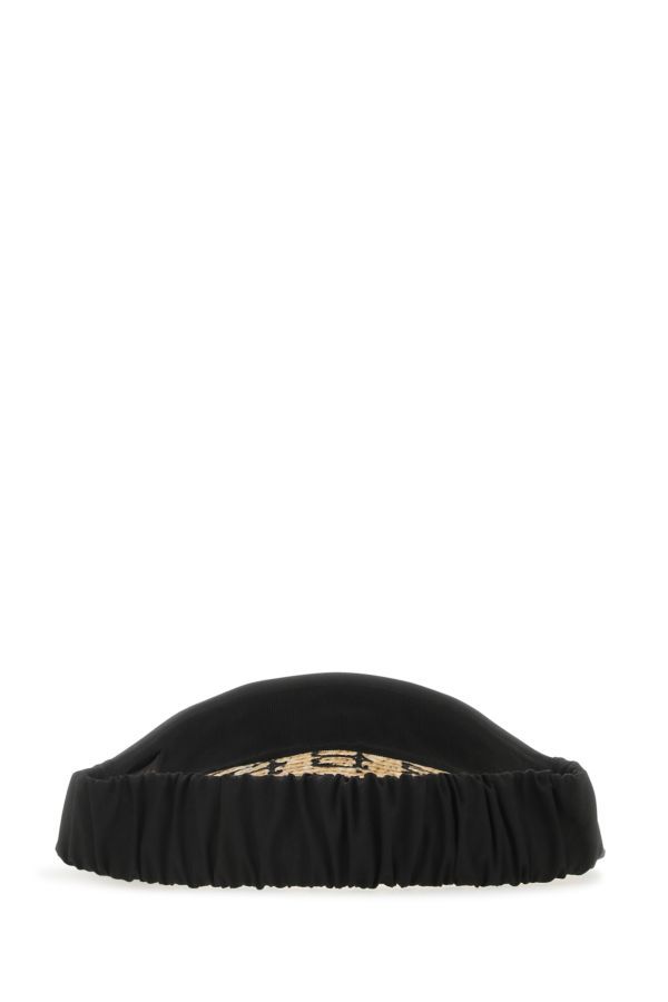 Borsalino Monogram Woven Visor Cap In Nude