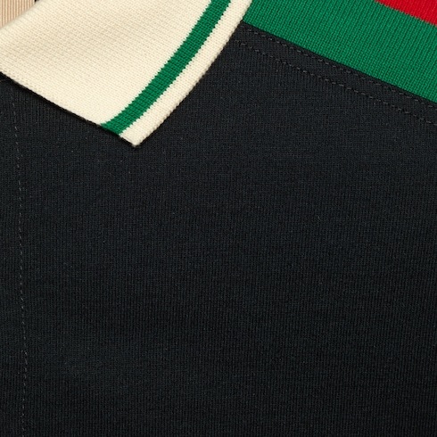 Gucci Interlocking G Cotton Polo Shirt In Black