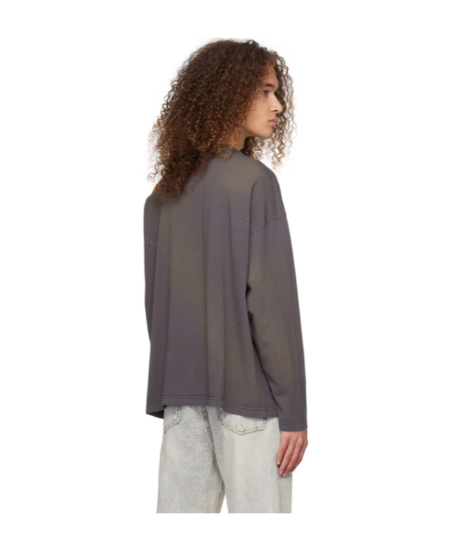 We11 Done Gray Faded Long Sleeve T-shirt In Black