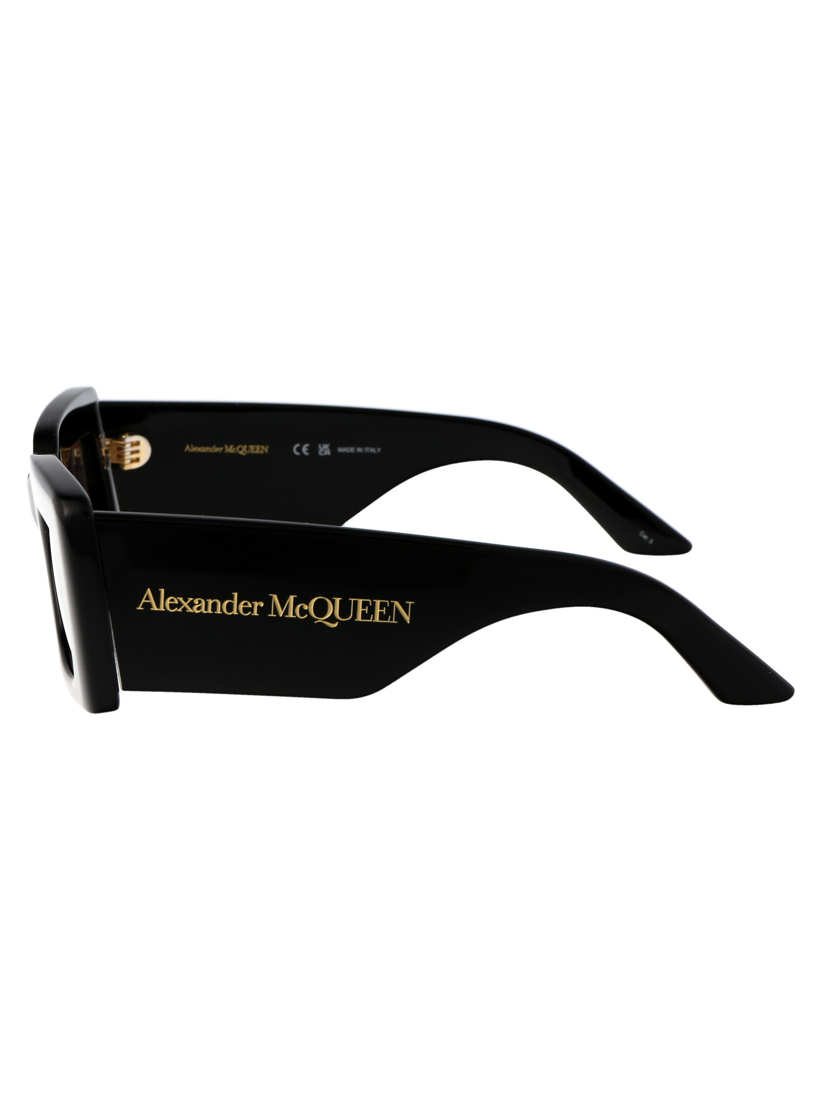 Alexander Mcqueen Logo-engraved Rectangle-frame Sunglasses In Black