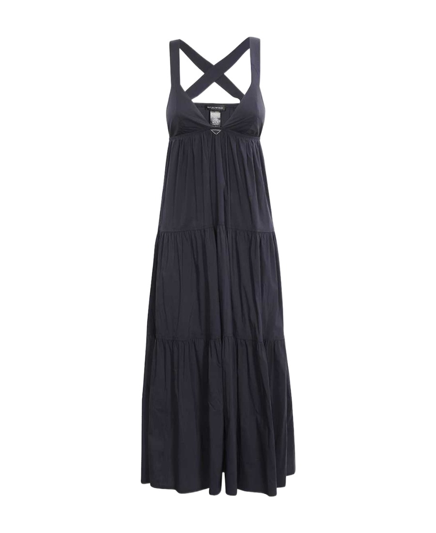 Emporio Armani Tiered Sleeveless Midi Dress In Blue