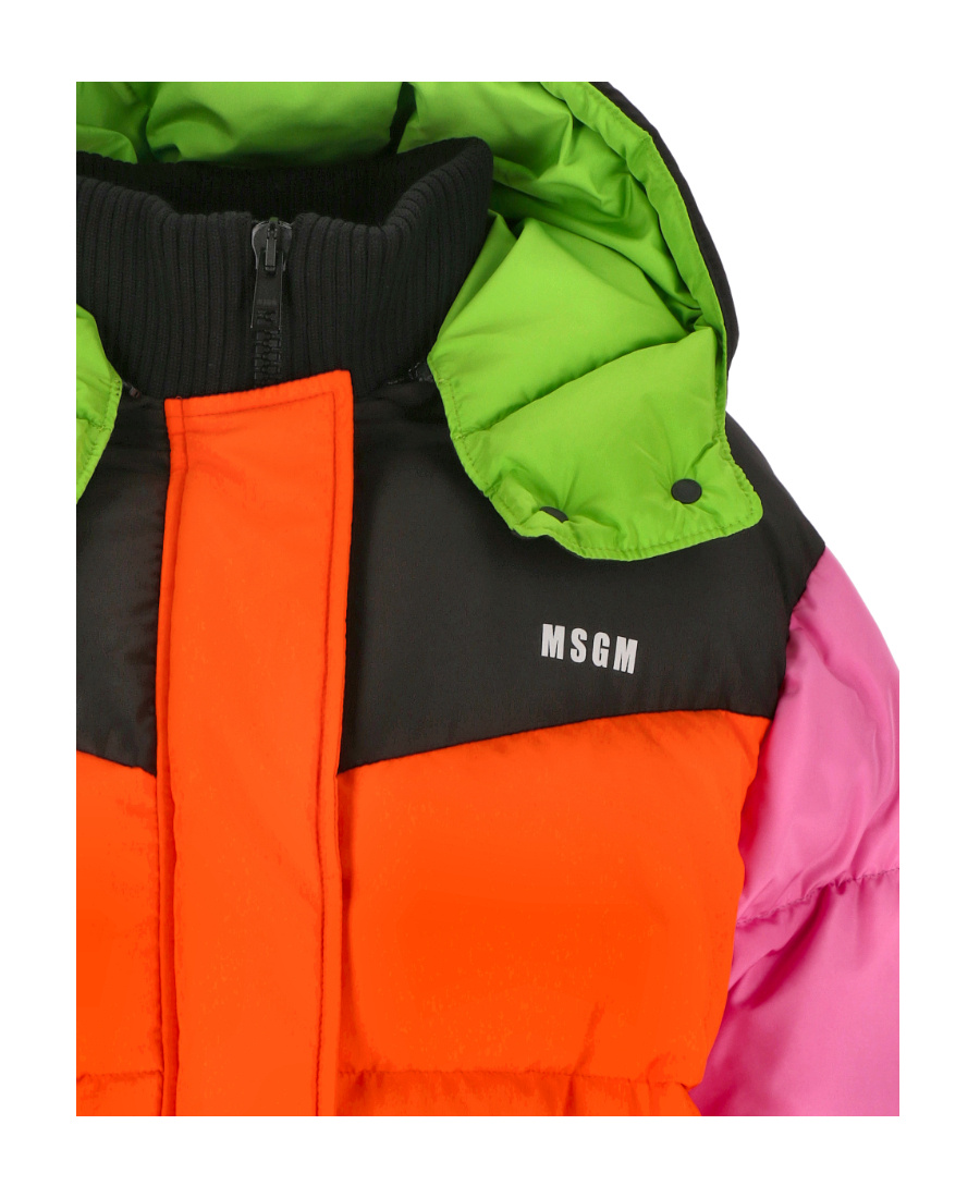 Msgm Colour-block Panel Padded Jacket In Red