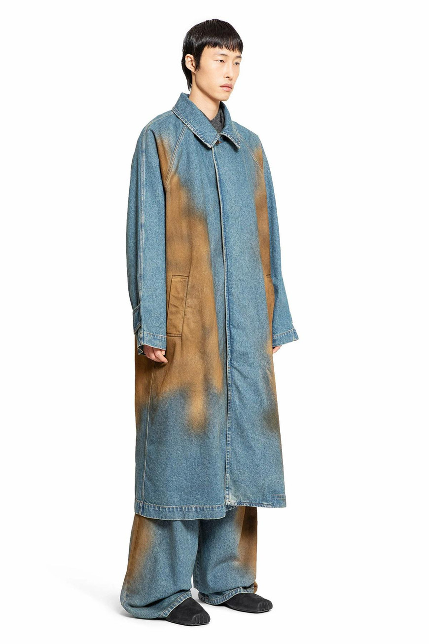 Uma Wang Long-sleeved Denim Coat In Multicolor