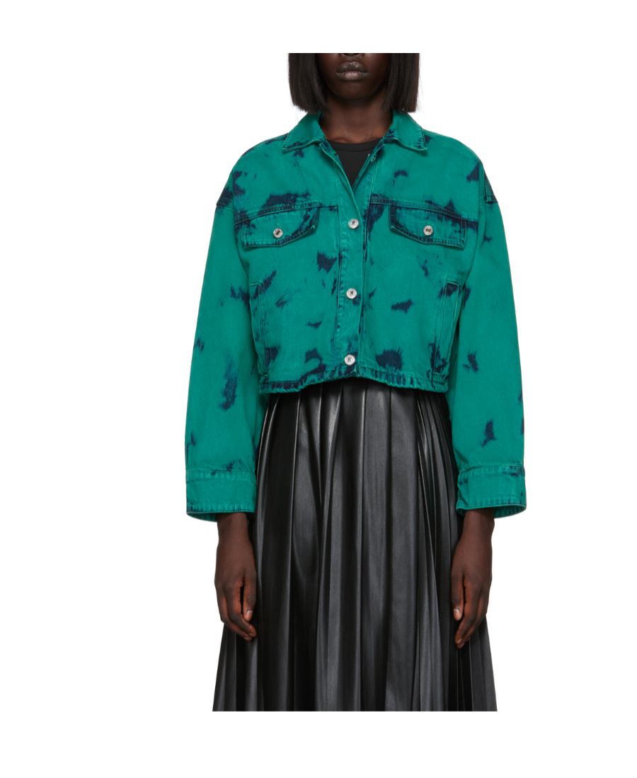 Msgm Ssense Exclusive Blue Denim Jacket In Green