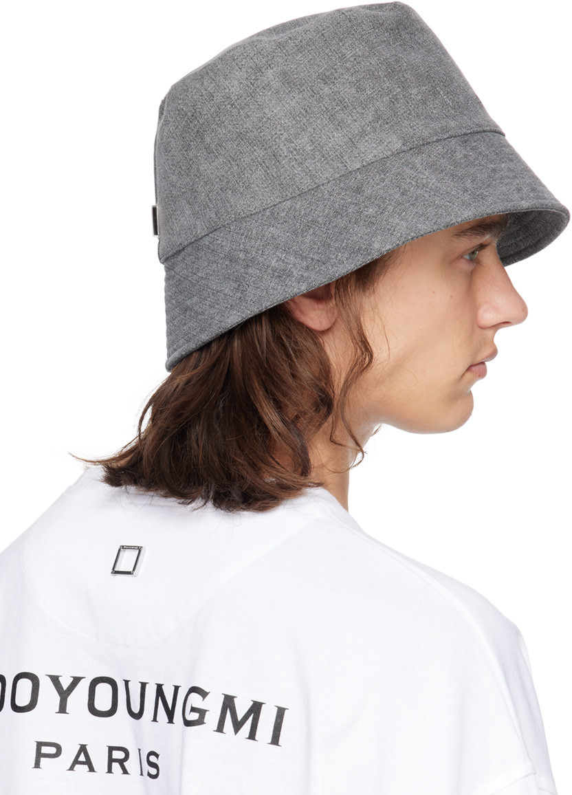 Wooyoungmi Gray Cotton Bucket Hat In White
