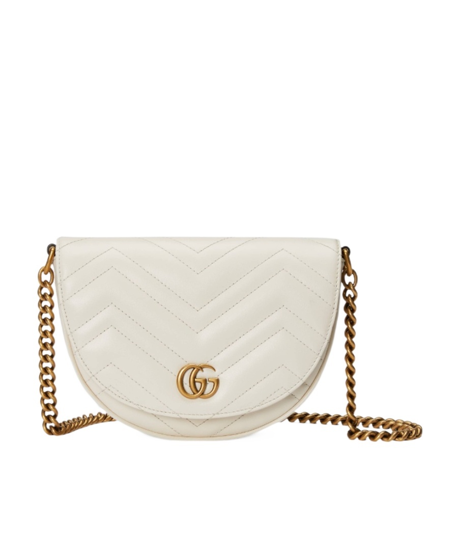 Gucci White Gg Marmont Mini Cross Body Bag In White