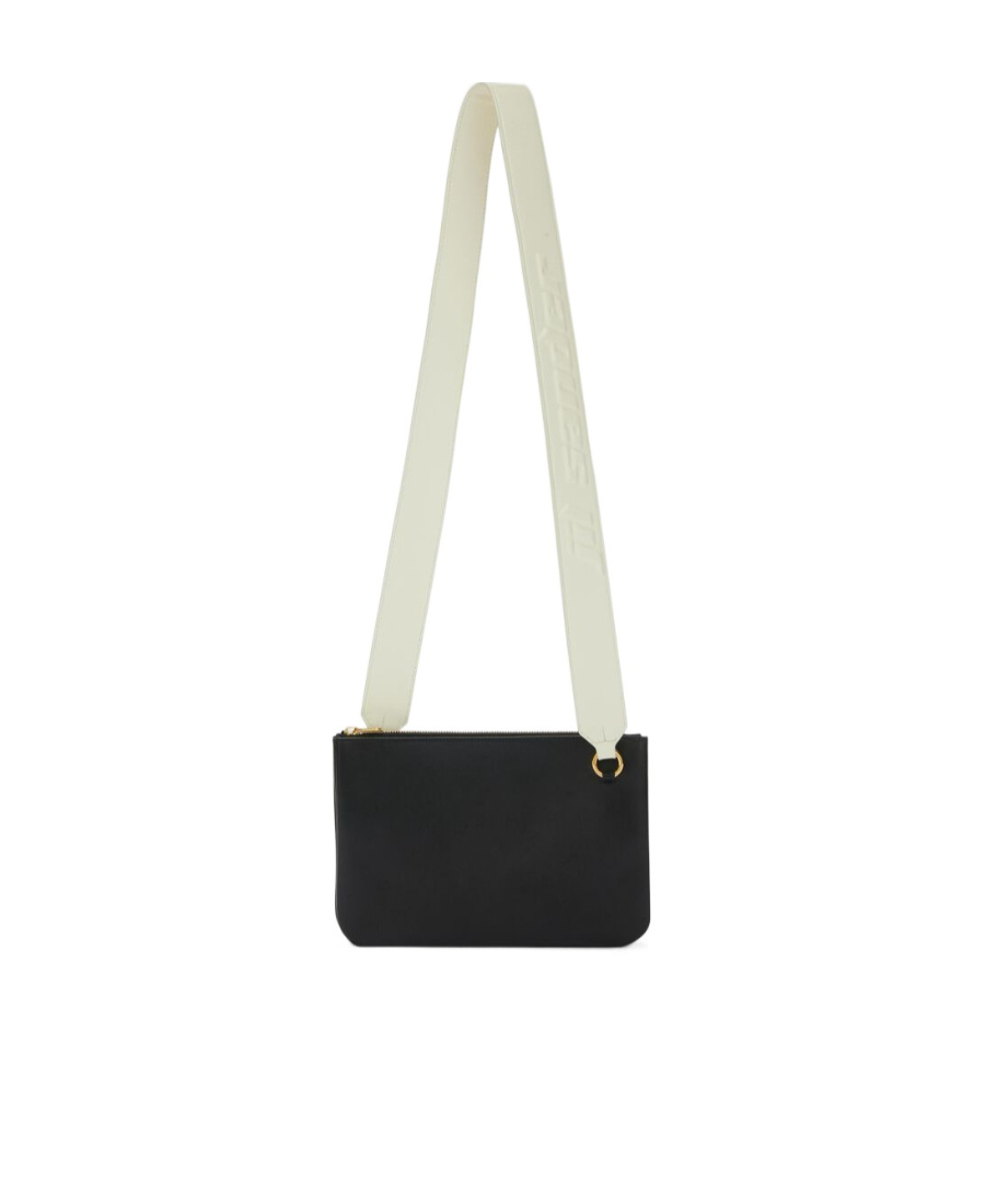 Jil Sander Link Lg Logo-strap Leather Crossbody Bag In Black