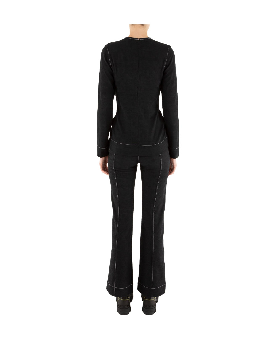 Ganni Jacquard Flared Trousers In Black