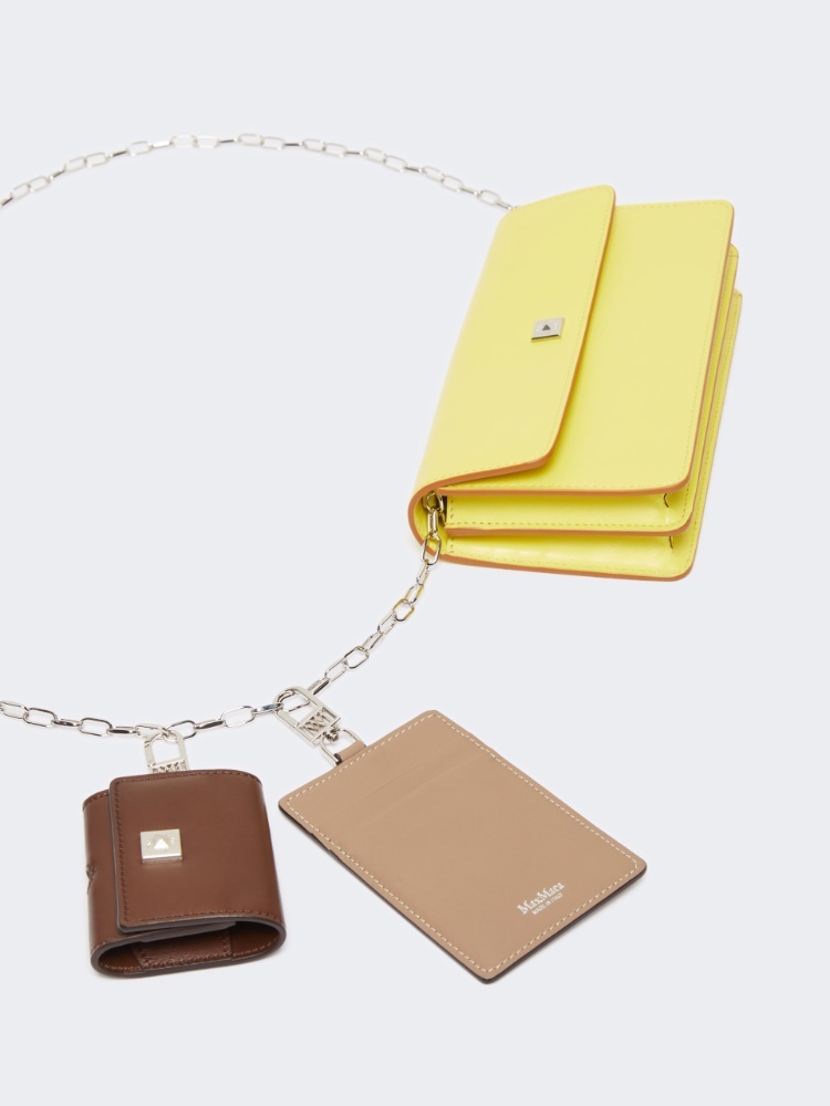 Max Mara Leather Phone Pouch In Yellow