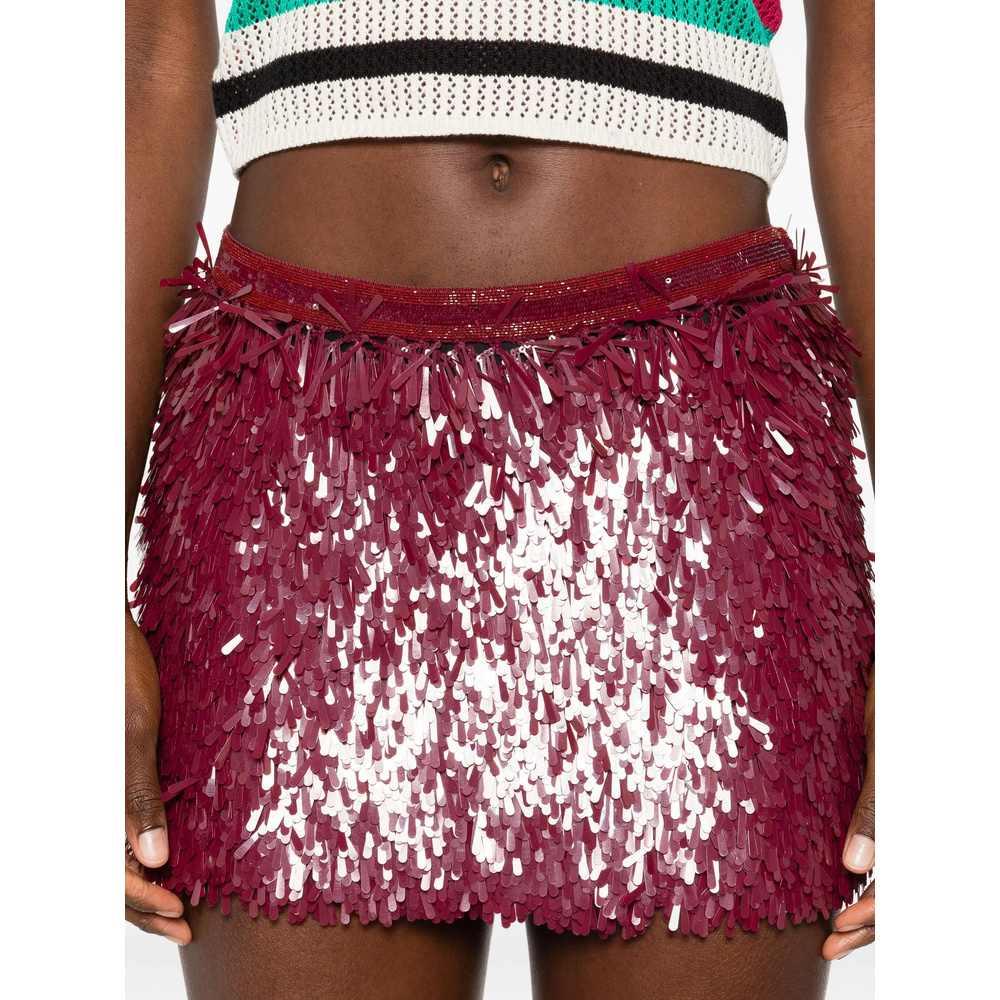 Alanui Fringe Mini Skirt In Red