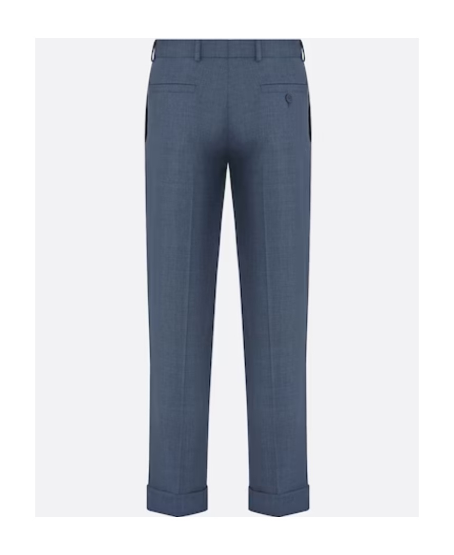 Dior Flanged Wool Casual Trousers In Blue