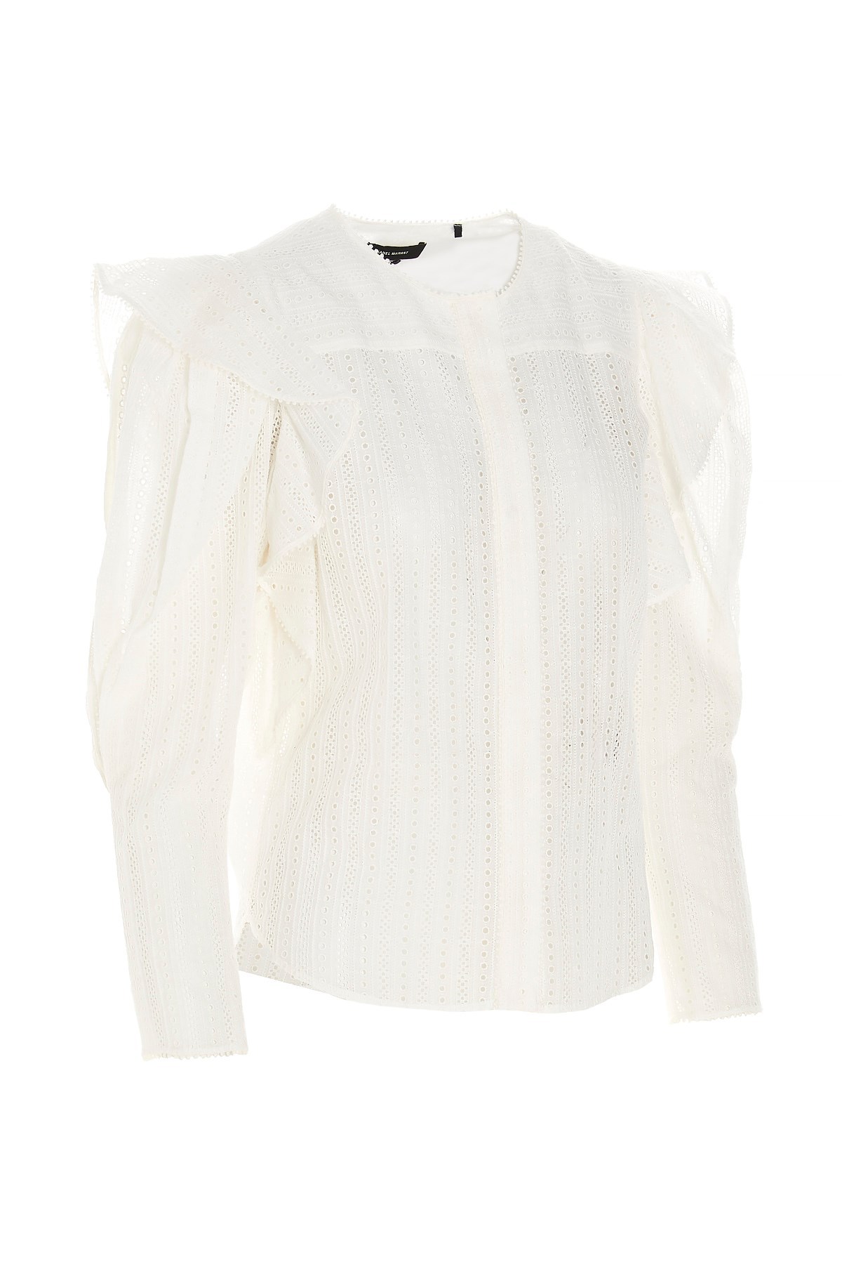 Isabel Marant Broderie Anglaise Ruffle-trim Blouse In White Cotton In White