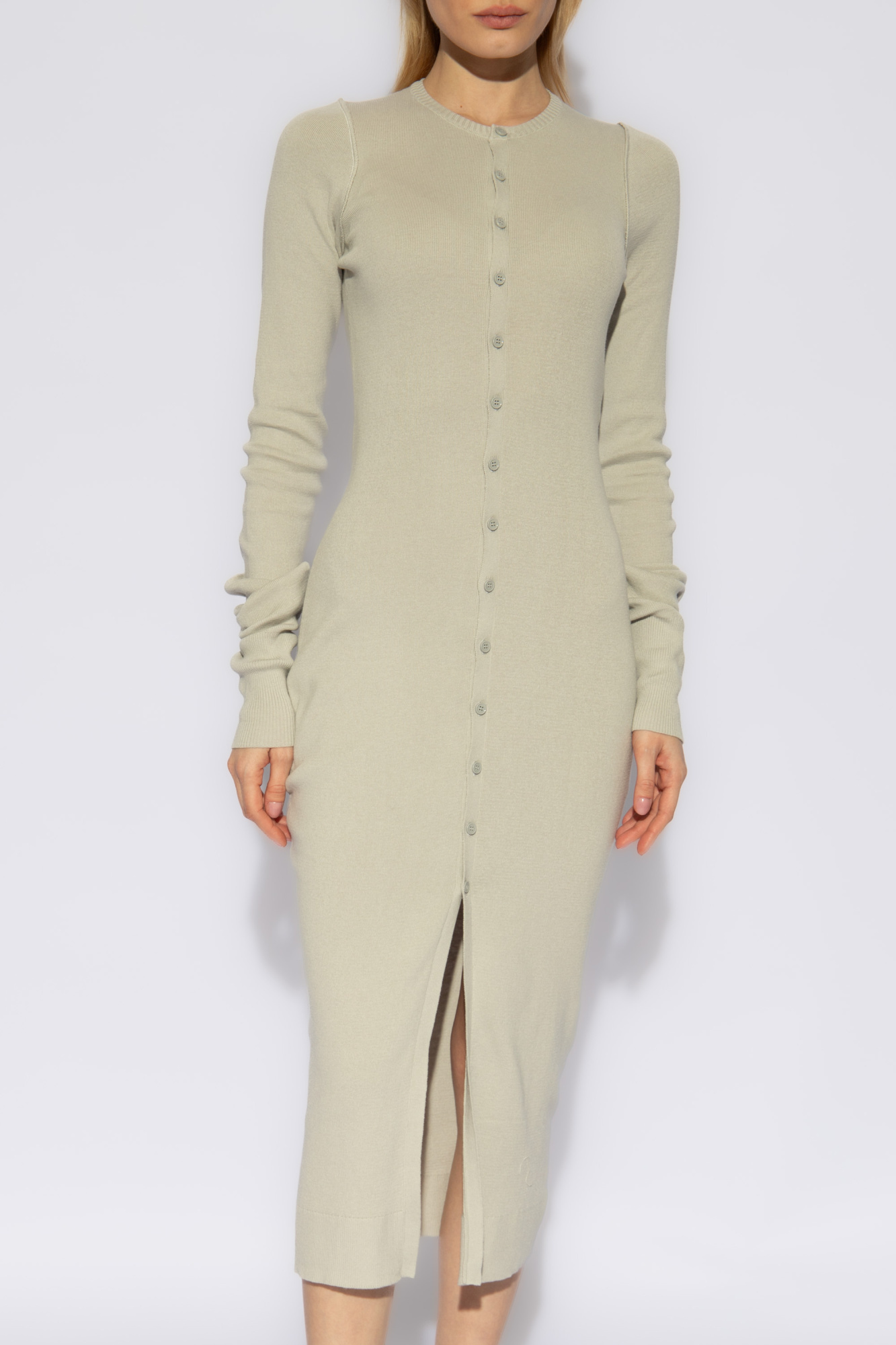 Shop Mm6 Maison Margiela Knitted Midi Dress In Gray
