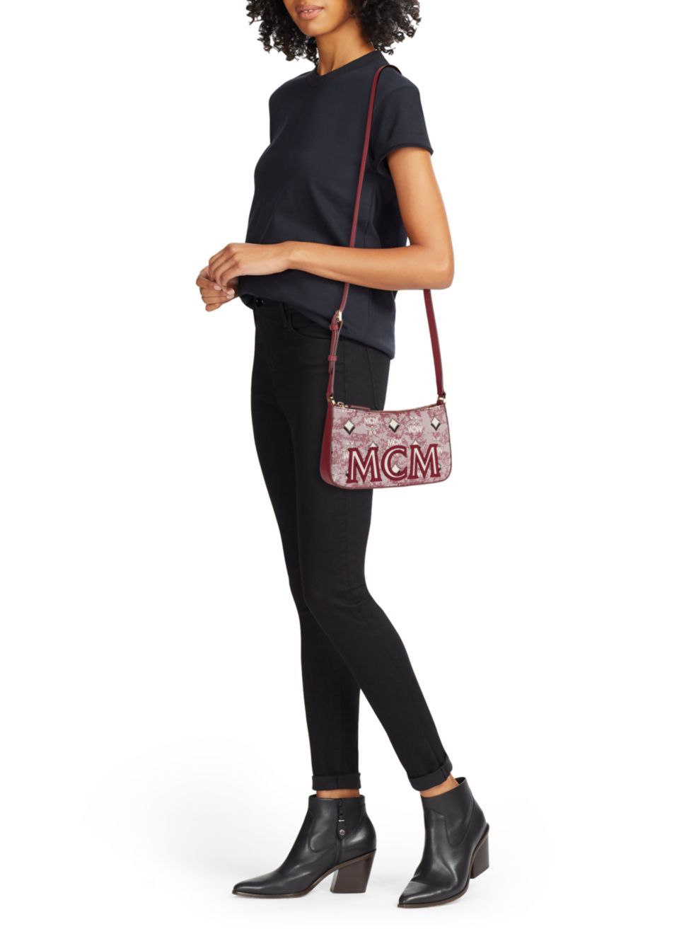 Mcm Mini Retro Jacquard Shoulder Bag In Pink