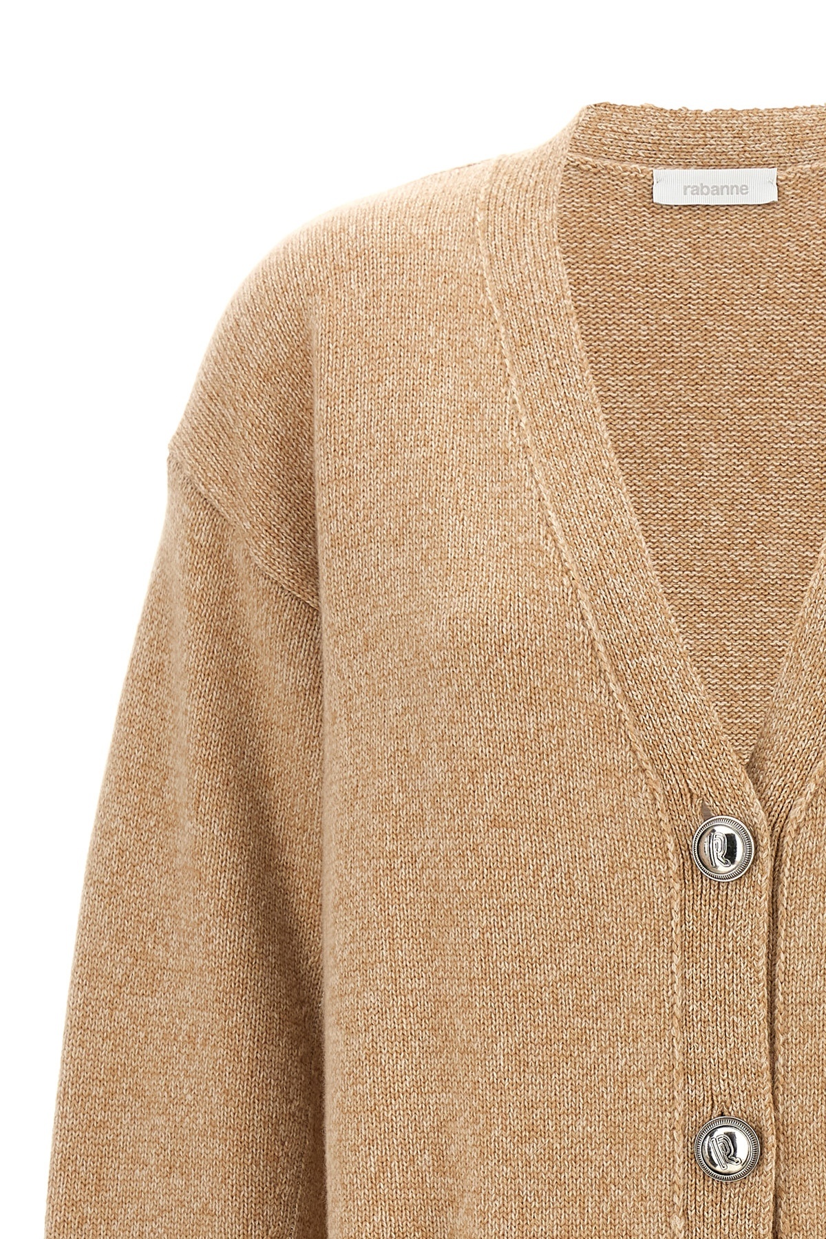 Shop Rabanne Buttoned Cardigan In Nude