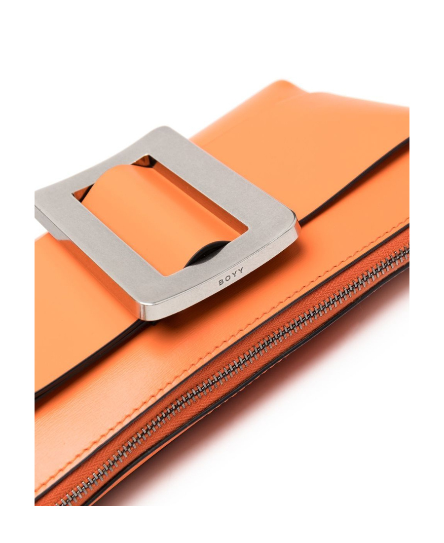 Boyy Buckle Pouchette Leather Shoulder Bag In Orange