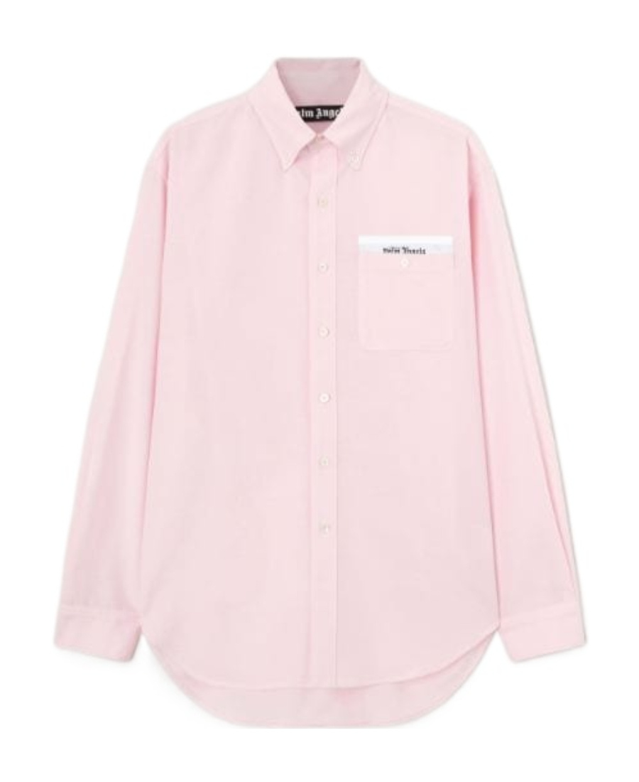 Palm Angels Logo-patch Cotton Shirt In Pink