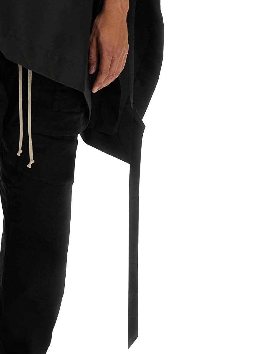 Rick Owens Drkshdw Raw-edge Drawstring Poncho Hoodie In Black