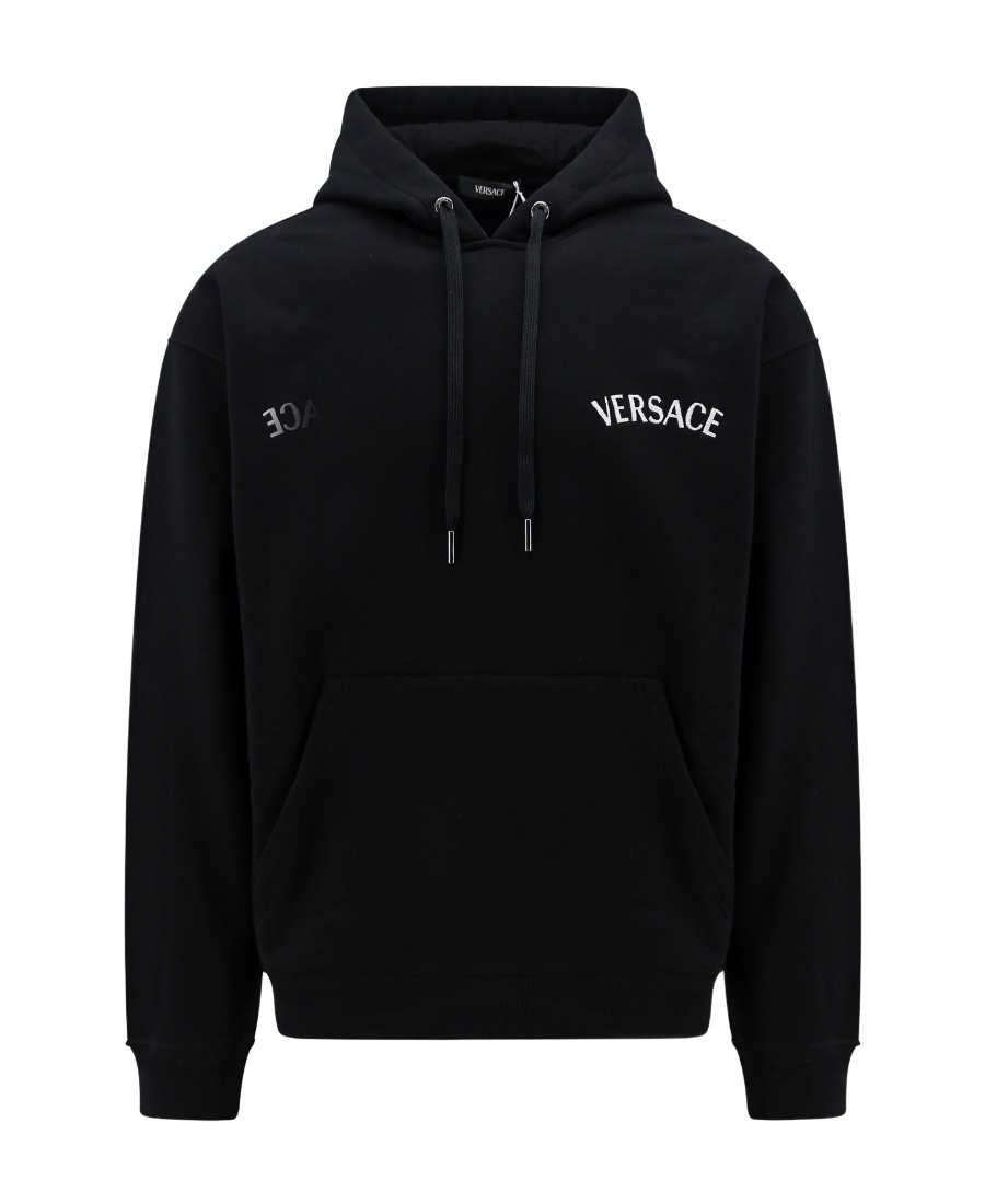 Versace Logo Milano Stamp Hoodie In Black