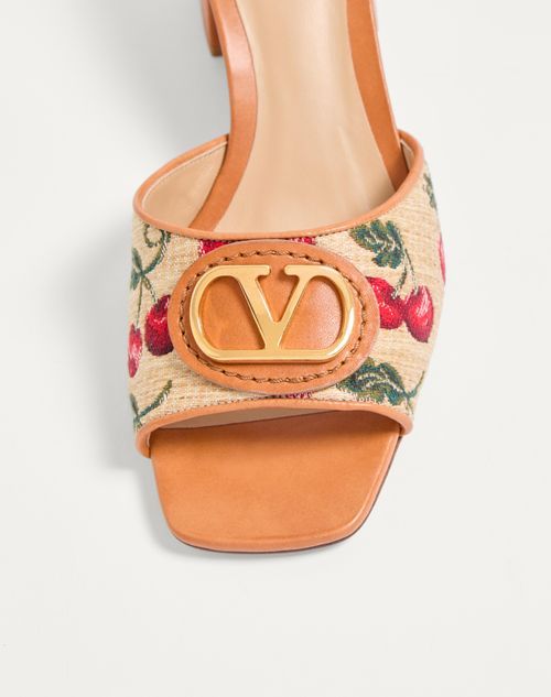 Valentino Vlogo Signature 60 Cherryfic Leather-trim Sandal In Natural/red