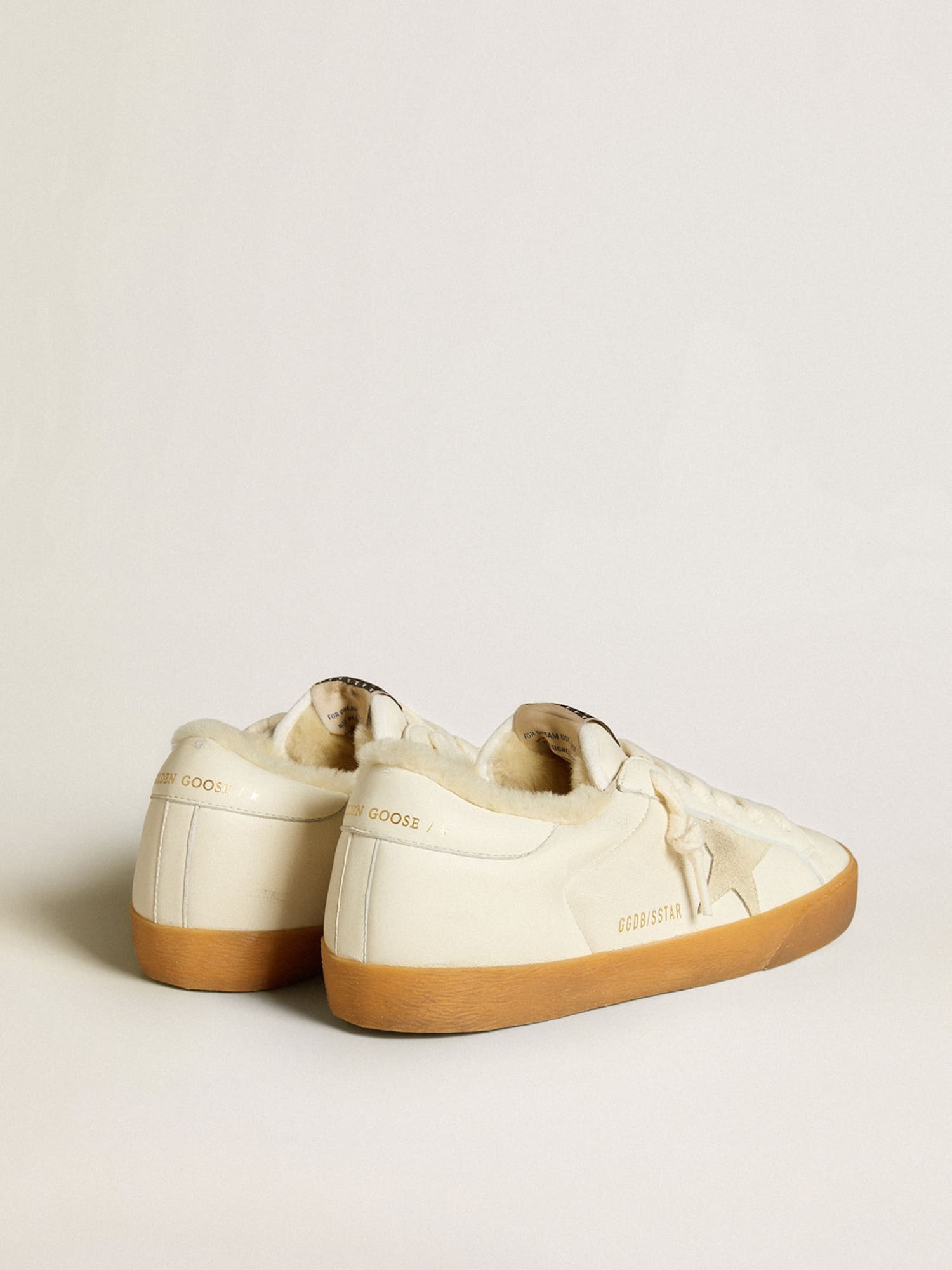 Golden Goose Super-star In White Nappa With Suede Star And Shearling Lining