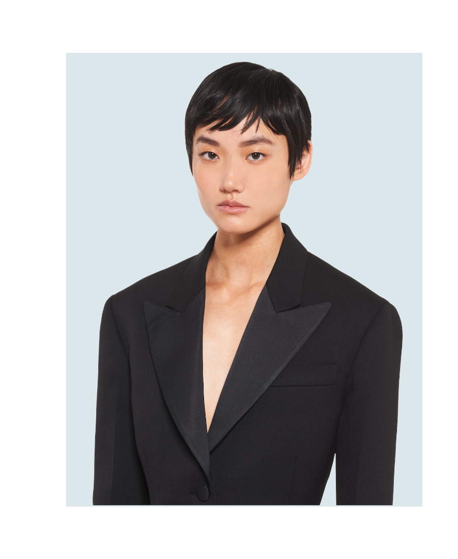 Miu Miu Cropped Grain De Poudre Jacket In Black