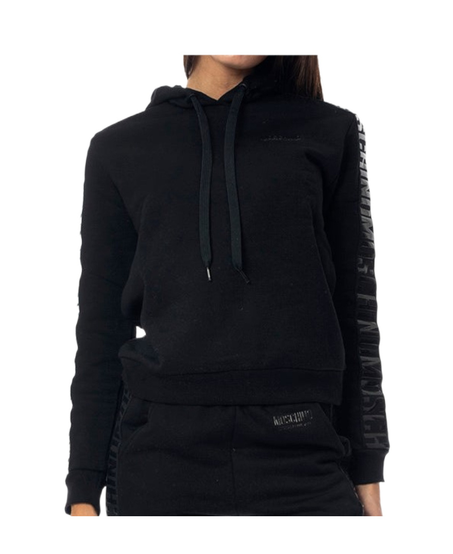 Moschino Long-sleeved Hooded Sweater In Black