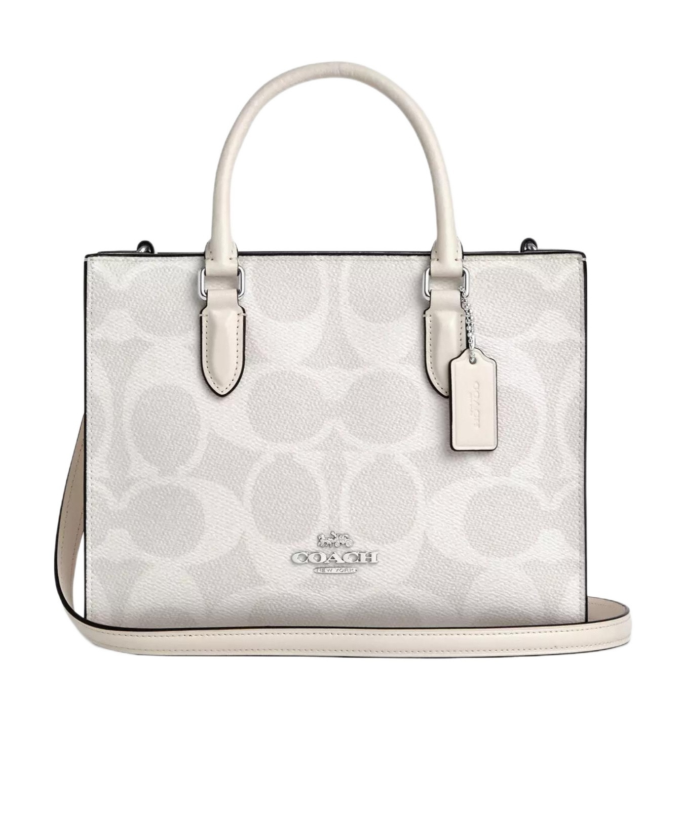 Coach Maggie Small Tote Bag In Signature Canvas In White