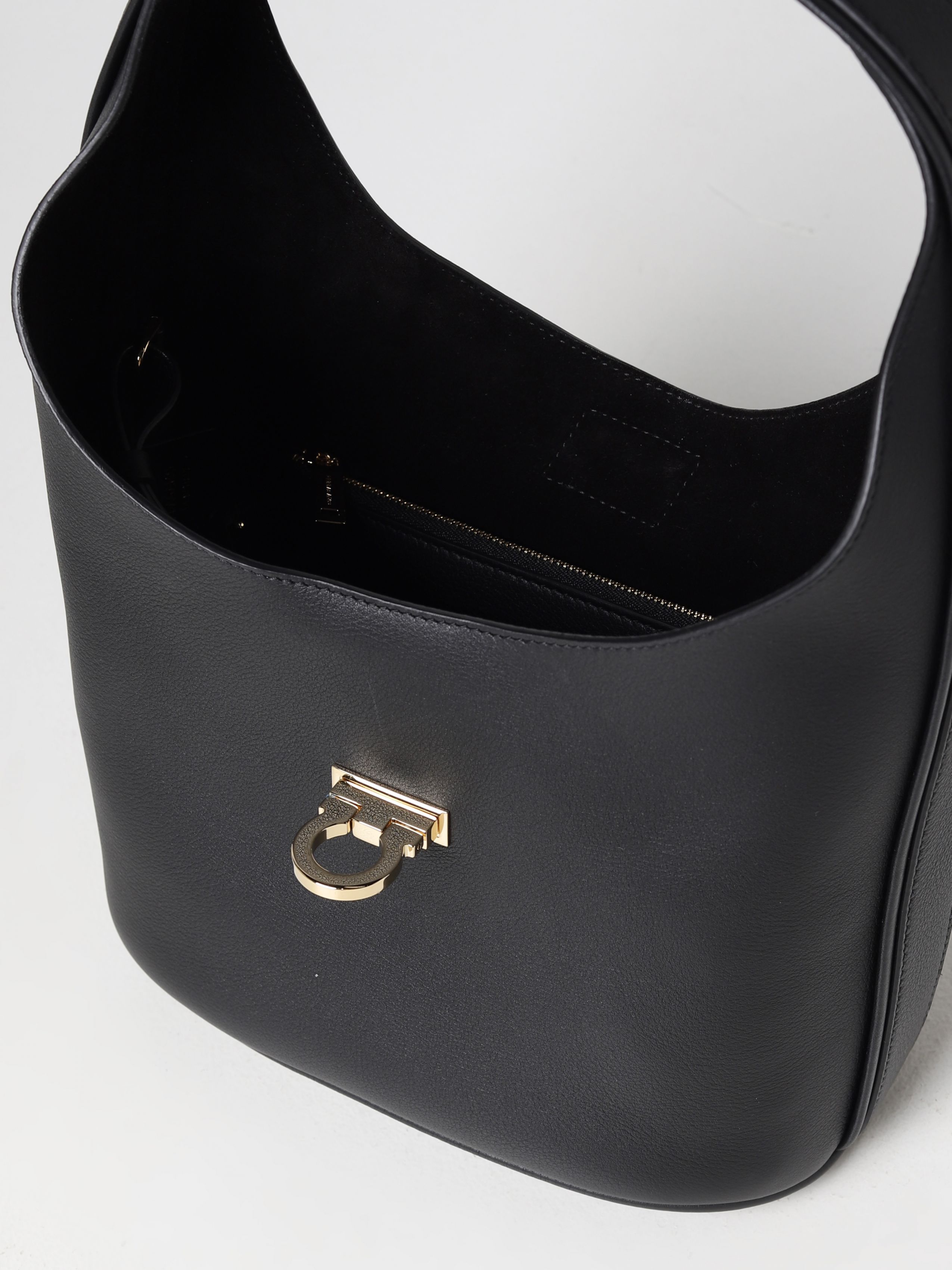 Shop Ferragamo Logo Shoulder Bag In Black