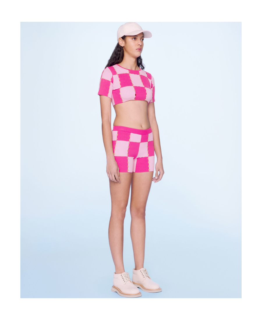 Jacquemus Checkerboard Shorts In Pink