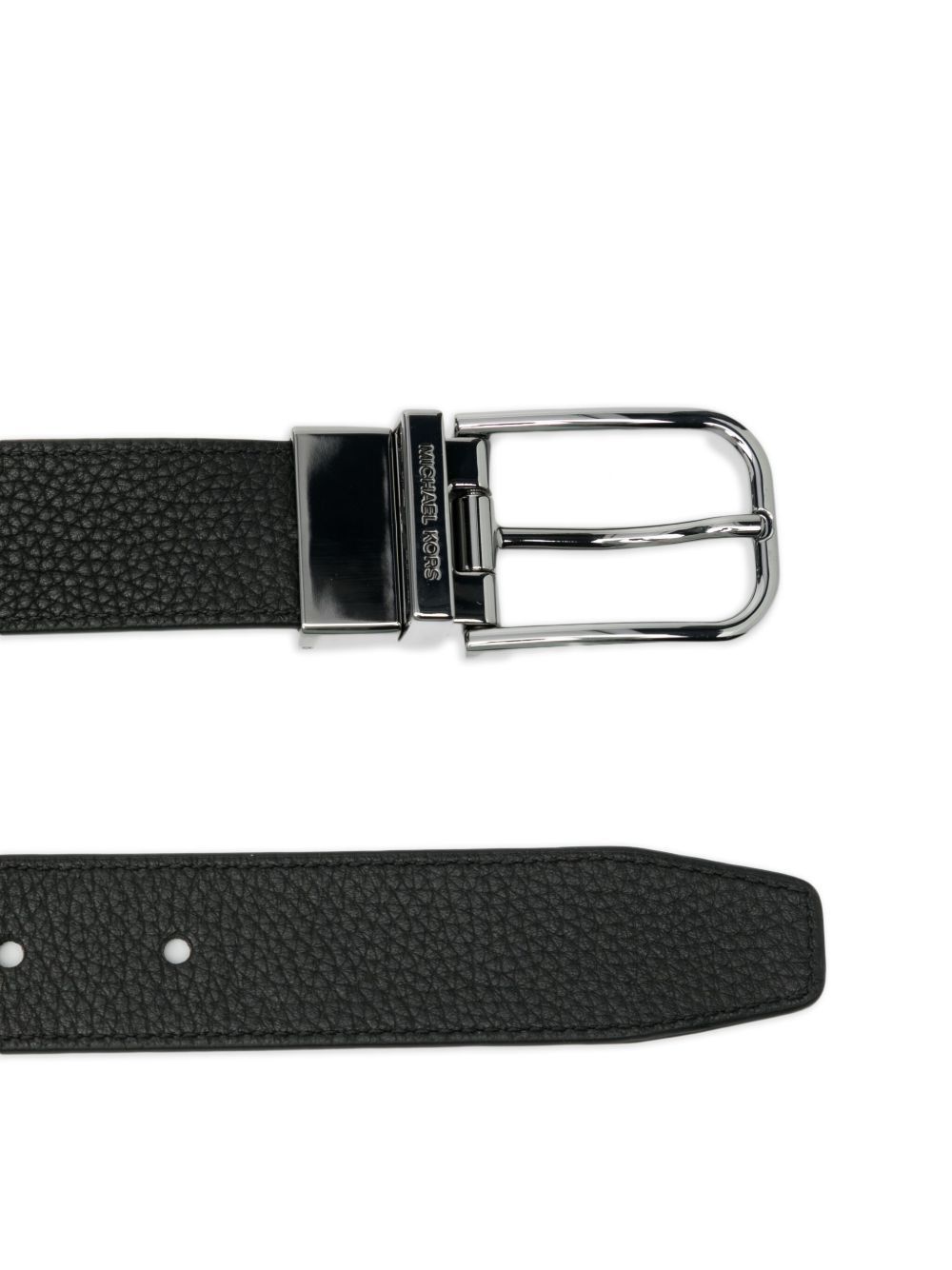 Michael Kors Textured Belt Featuring Metal Buckle In Black