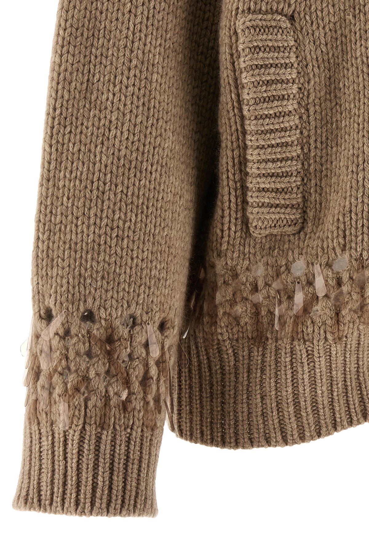 Brunello Cucinelli Drop Sequin Cardigan Sweaters And Cardigans Beige In Brown
