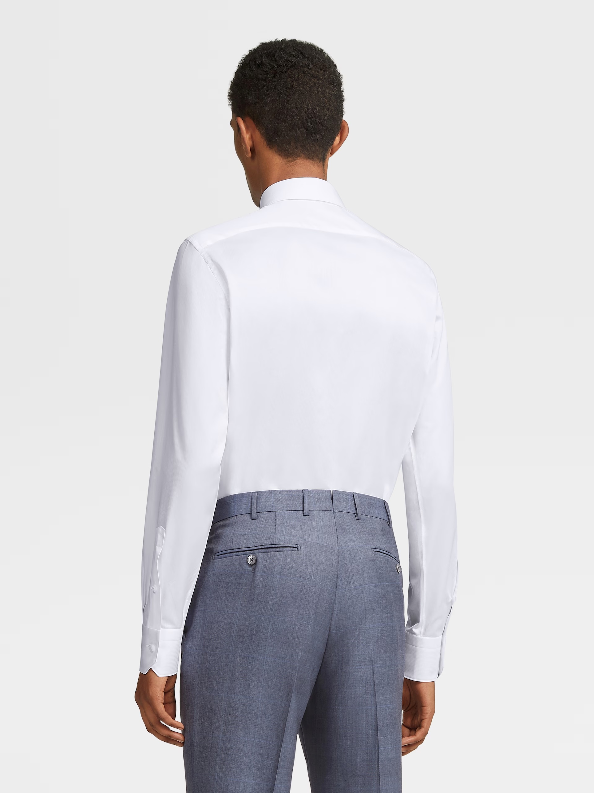Zegna Micro Striped Trecapi Tailored Fit Long Sleeve Shirt In White