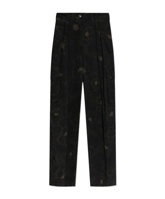 Shop Dries Van Noten Graphic Print Cargo Trousers In Black