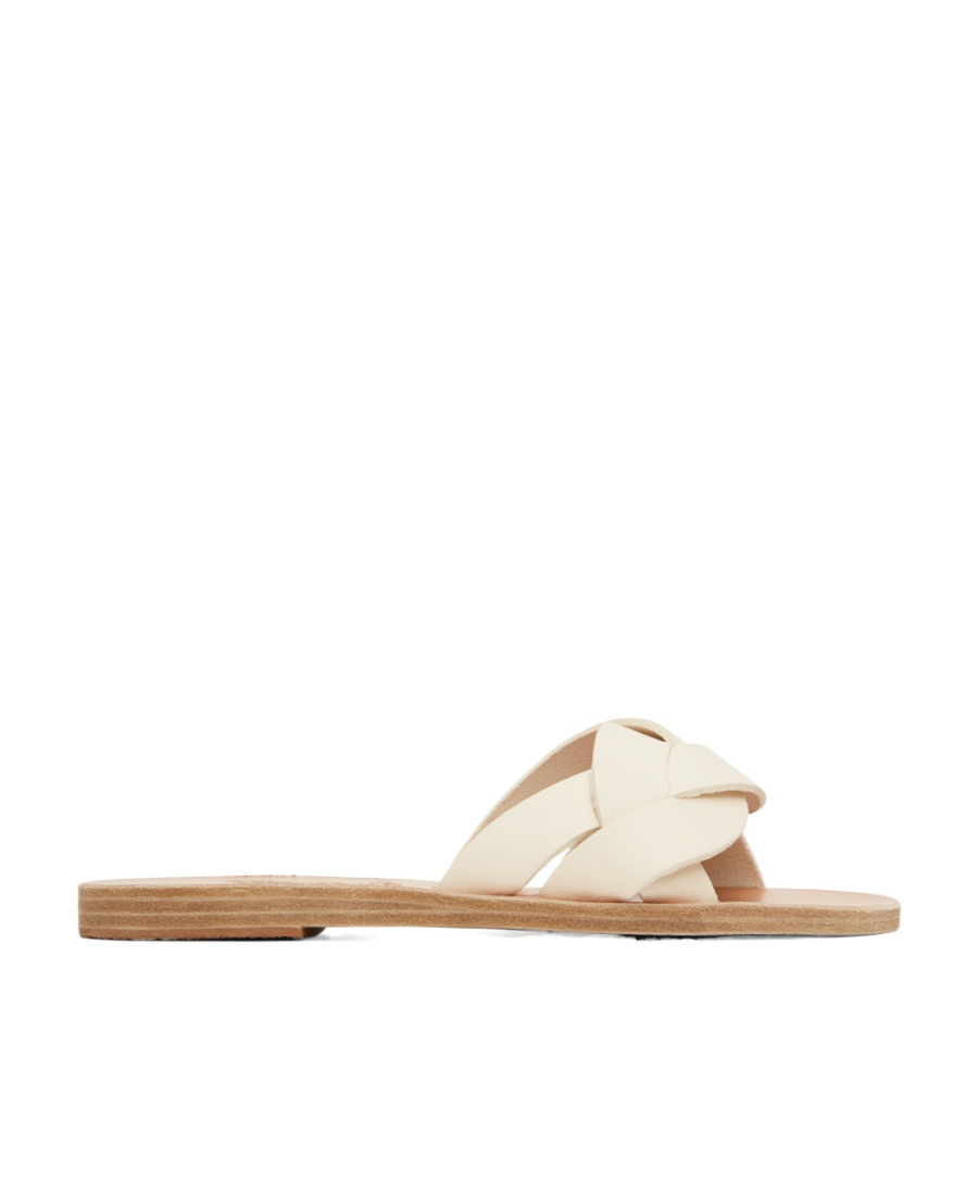 Ancient Greek Sandals Logo Flat Slippers In Nude
